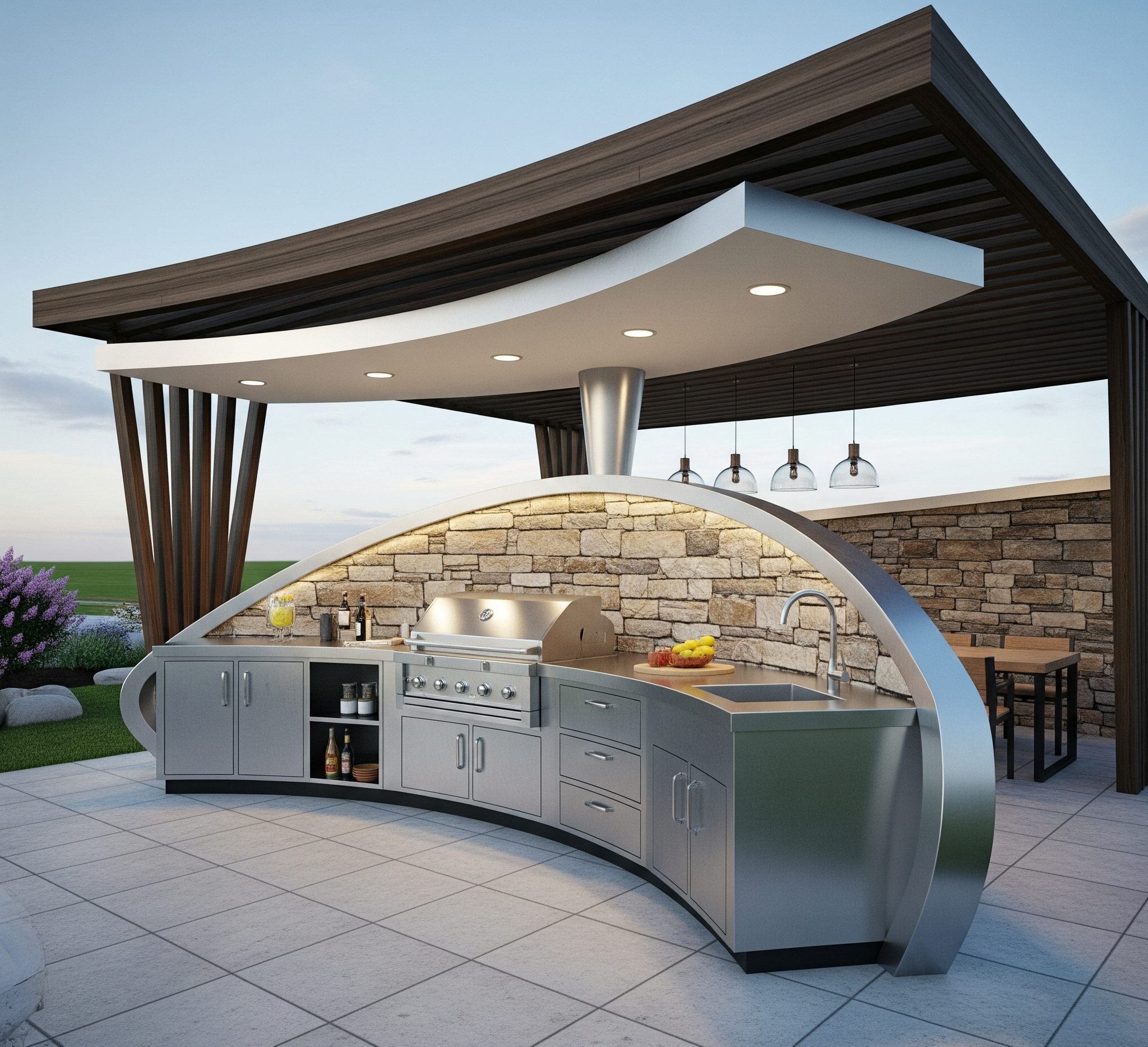 a design of outdoor kitchen