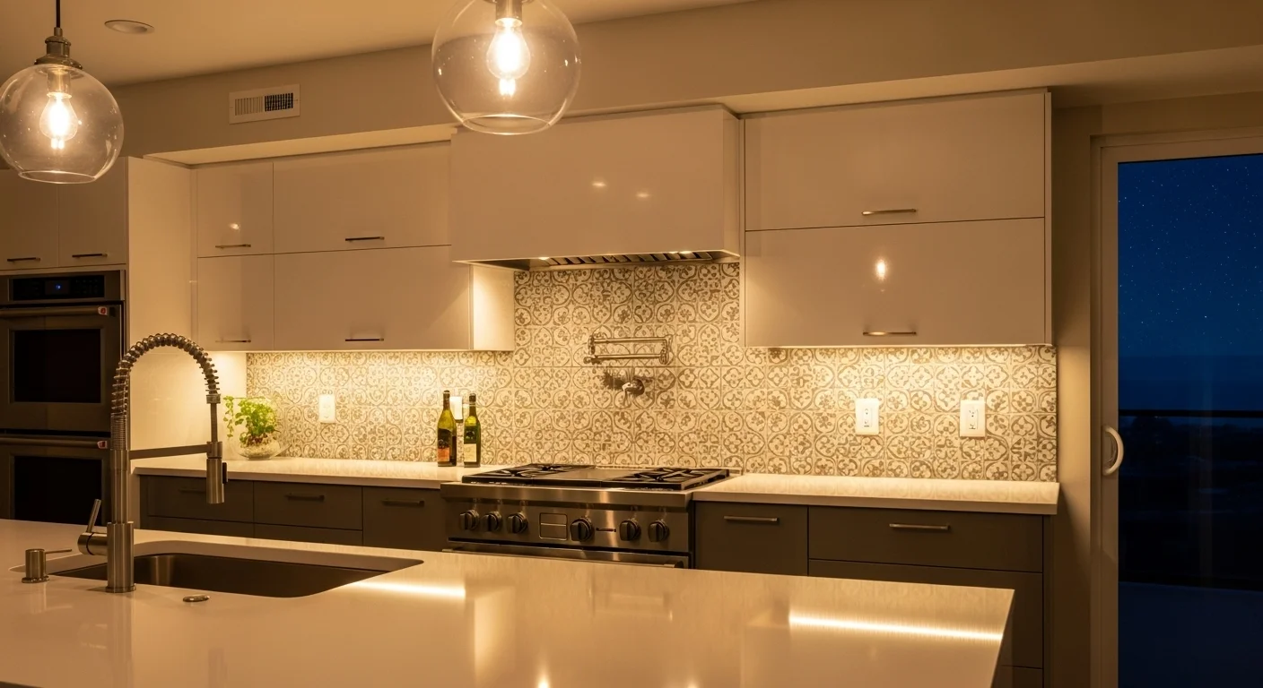 After Kitchen 2 - Blue & White Lights